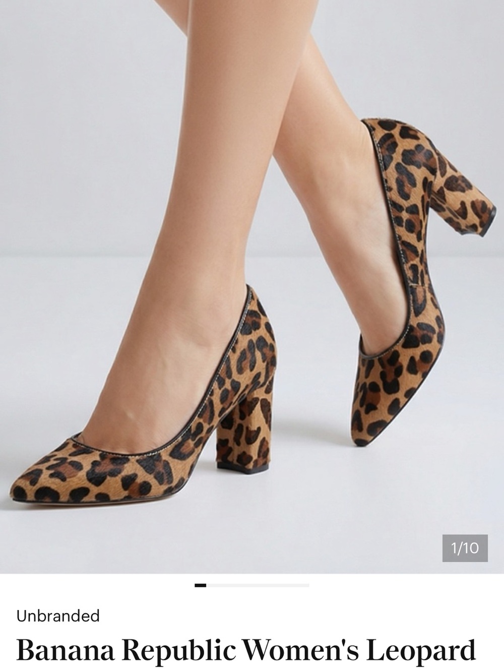 Banana Republic Leopard Print Block Heel Pumps - Brown/Black